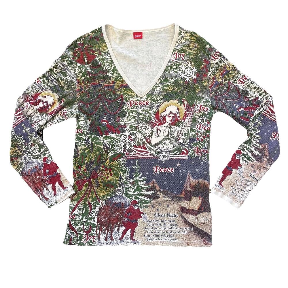 Glima VTG Y2K Christmas Holiday Joy Silent Night Women’s Tee Shirt Medium
